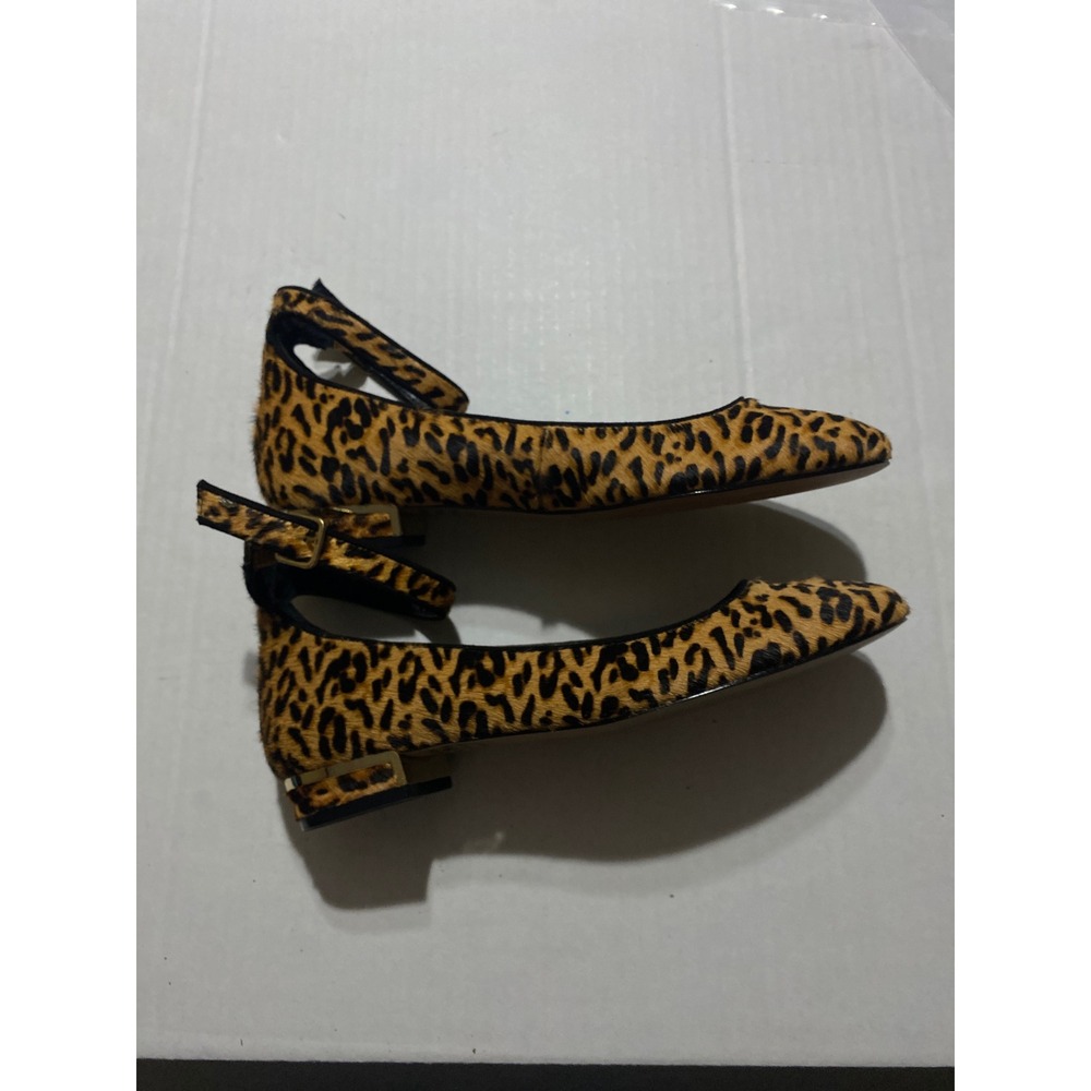 Vince Camuto Leopard Print Calf Hair Women's Ballet Ankle Strap Flats Brown 7.5M - Picture 7 of 9
